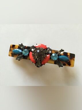 New 2014 Anthropologie Jeweled Tortoise Barrette Clip